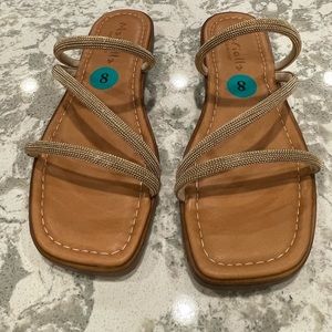 Mariola gold beaded flat slide sandals